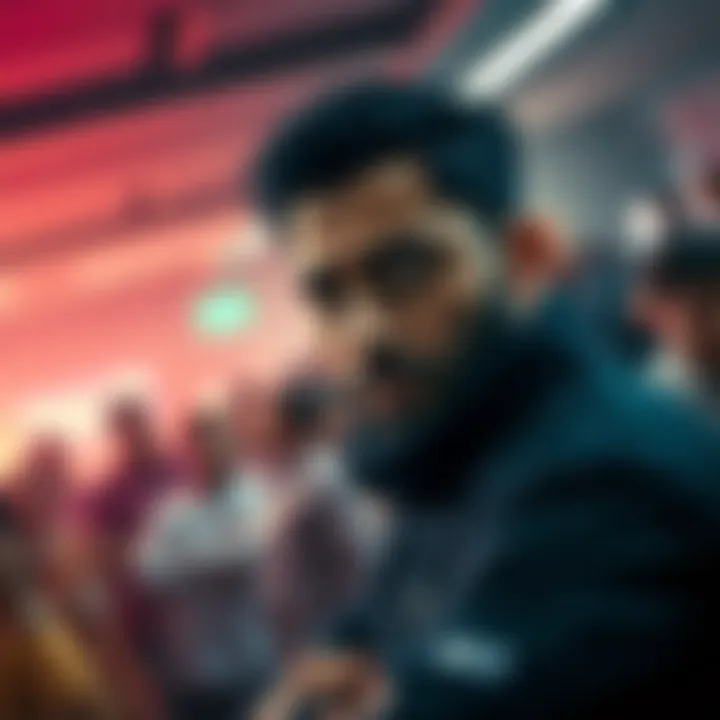 Kash Patel in a tense setting Kash Patel looking concerned in a crowded room, with people discussing around him