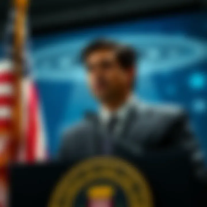 FBI Director Kash Patel speaks at a podium about the release of UFO files, with an American flag in the background