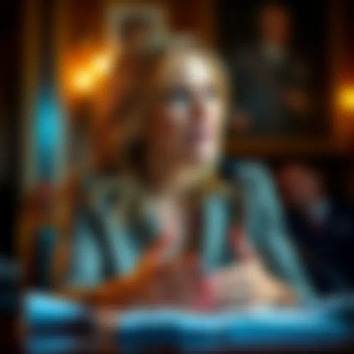 Katie Johnson speaking about her experiences with Epstein and his clients in a testimony video setting
