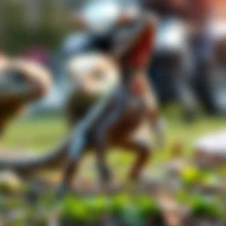 A Kawuk monitor lizard standing upright on its hind legs, showcasing its unique posture.