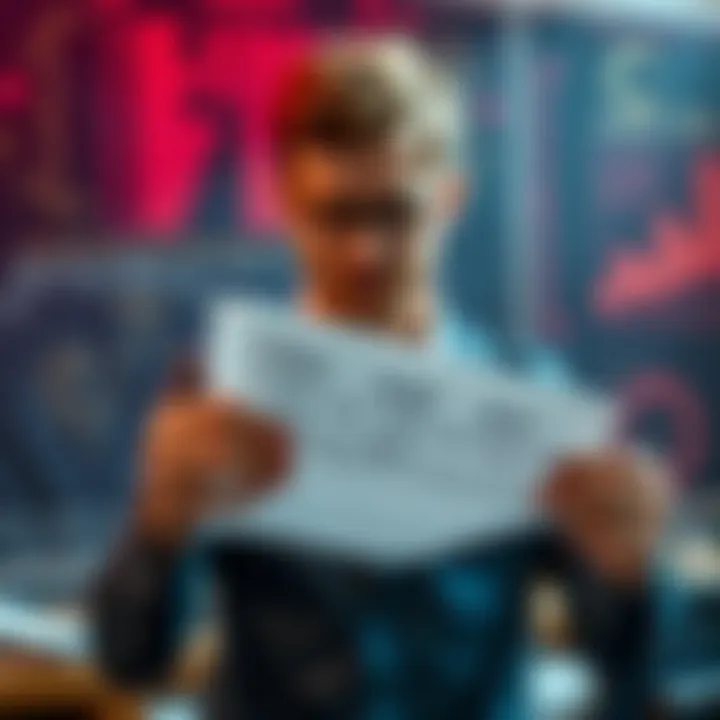 Keaton Hudema holds a paper with mathematical symbols and letters, illustrating his cipher solution approach.