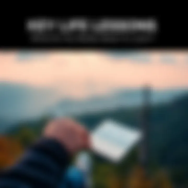 A person reflecting on life lessons with a notebook in hand, surrounded by nature.