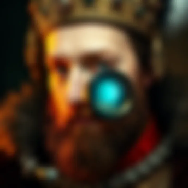A close-up of a portrait featuring King Henry VIII with a curious detail that suggests time travel.