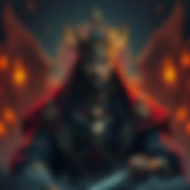 King Bagdana of the Lilu A depiction of King Bagdana, dressed in regal attire, surrounded by symbols of Lilith, showcasing his connection to mythology.