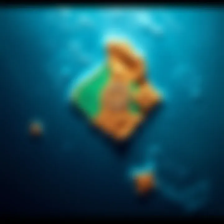 A map showing Kiribati's unique rhombus shape and its time zone differences in the Pacific Ocean.