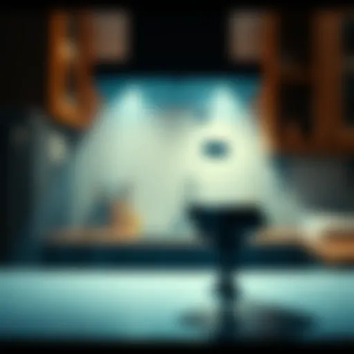A kitchen scene with a camera capturing strange movements and shadows