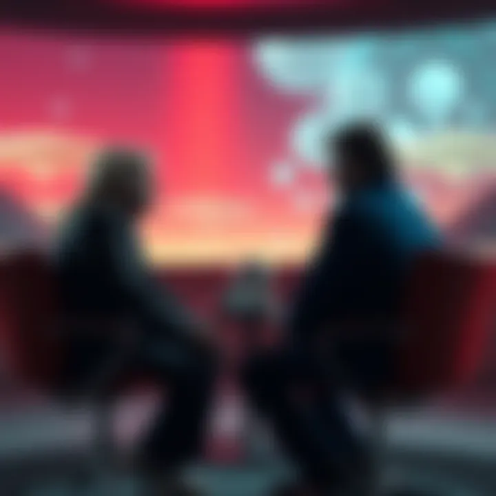 A still from the 1987 interview featuring Knapp and Leer discussing UFOs and ancient civilizations.