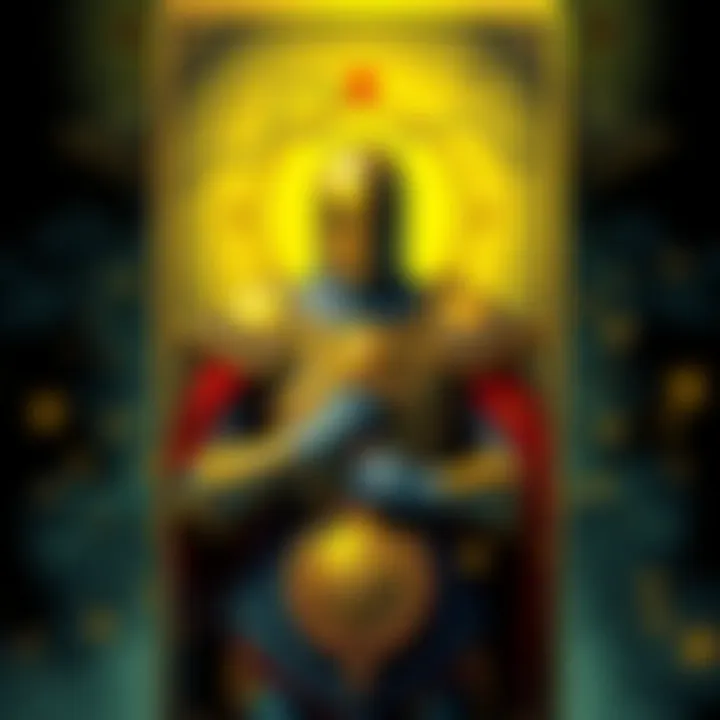 A Knight of Pentacles card featuring a knight in armor holding a pentacle, symbolizing stability and personal growth in tarot readings.