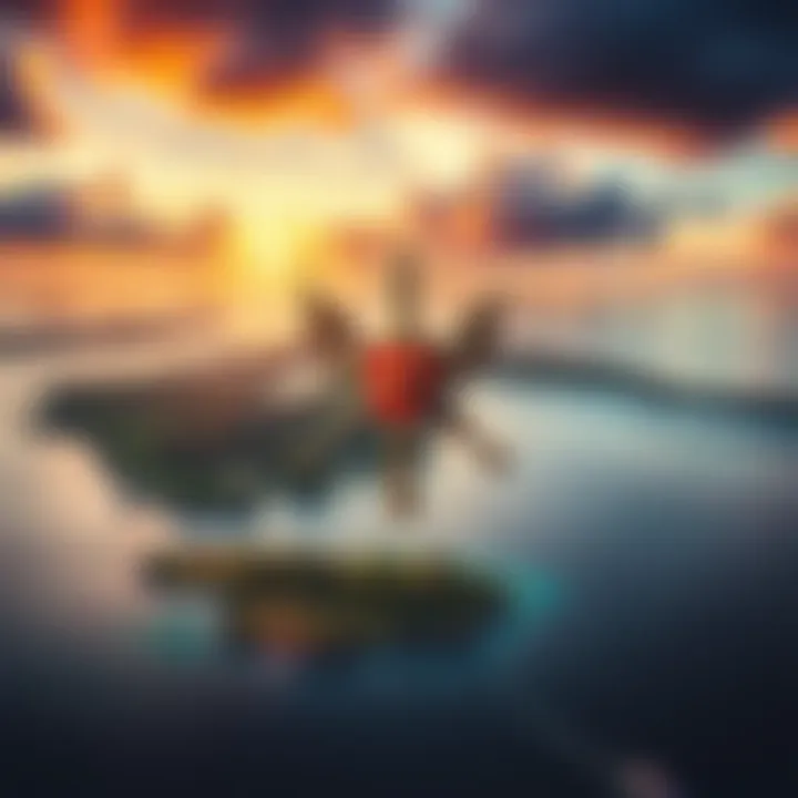 Artistic rendering of the Knights of Malta emblem against the backdrop of Oak Island's iconic landscape