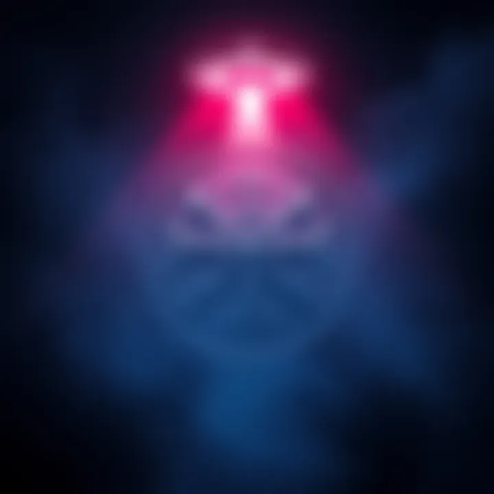 The emblem of the Knights Templar of Malta surrounded by a glowing UFO in the night sky.