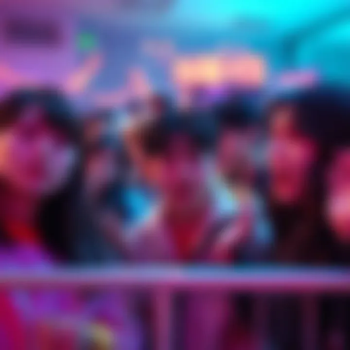 Group of K-Pop fans expressing emotions after a member leaves a boyband, showcasing a blend of sadness and surprise in a colorful setting.