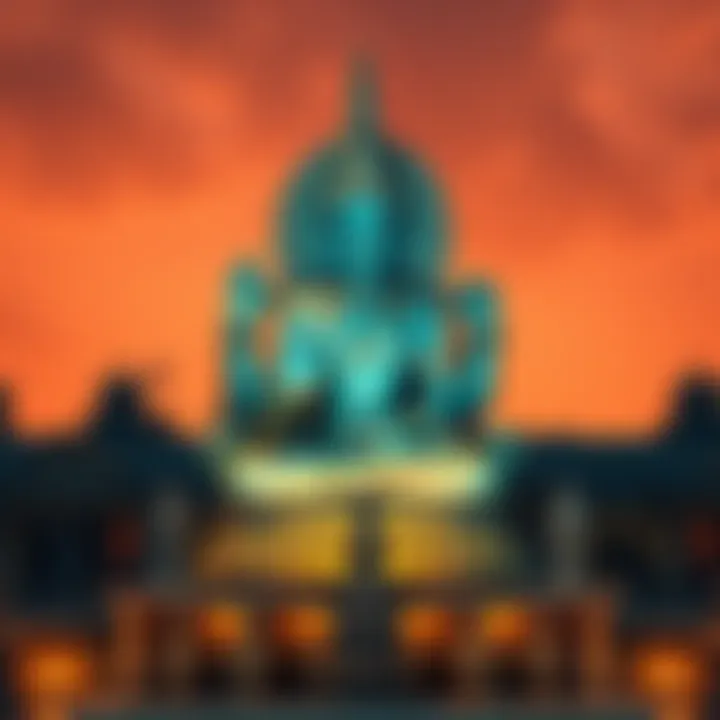 A Kshitigarbha statue symbolizing the connection between Buddhism and Hinduism, set against ancient Mathura artifacts