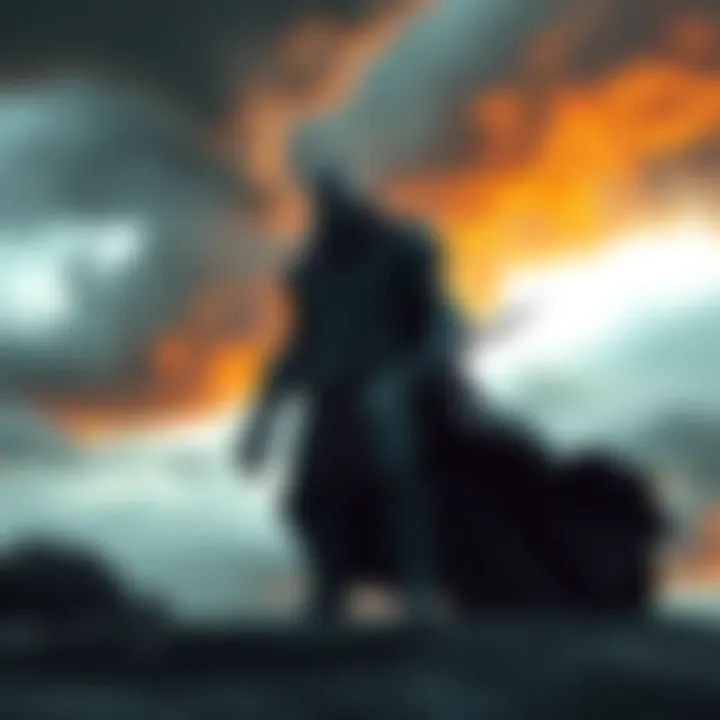Kukarnos the Gray, a powerful figure, stands with dark clouds overhead, signaling an impending war against humanity.