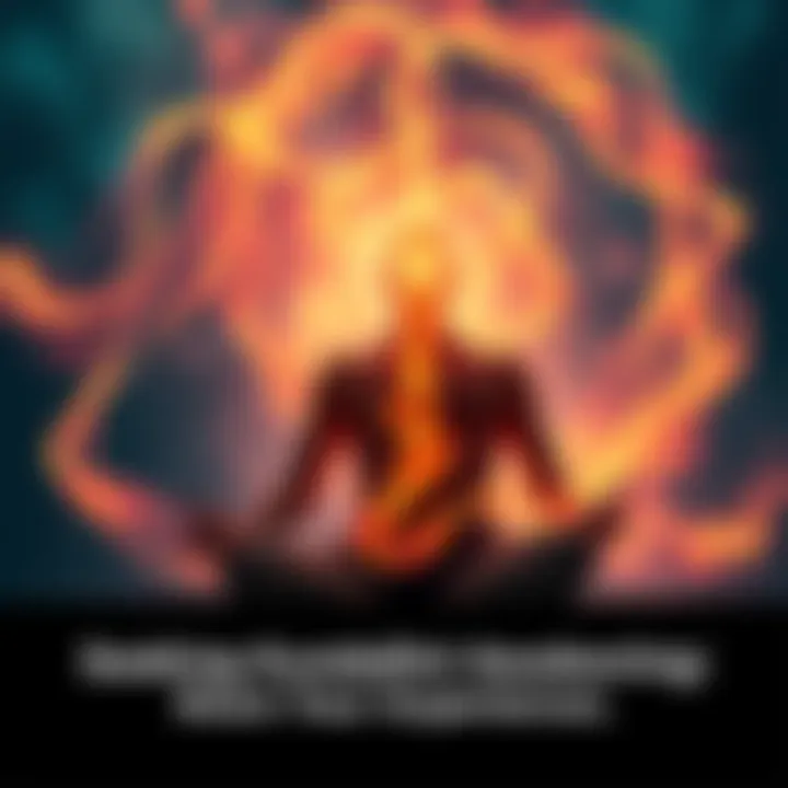 A person meditating with vibrant energy swirling around them, symbolizing kundalini awakening.