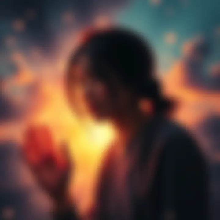 Emotional Journey of Healing A person reflecting on their struggles with Kundalini syndrome, showcasing vulnerability and strength