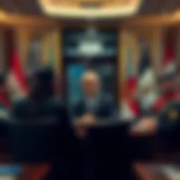 Kushner meeting with Middle Eastern leaders Kushner in a discussion with Egyptian President and Hamas officials, focusing on peace efforts in the region