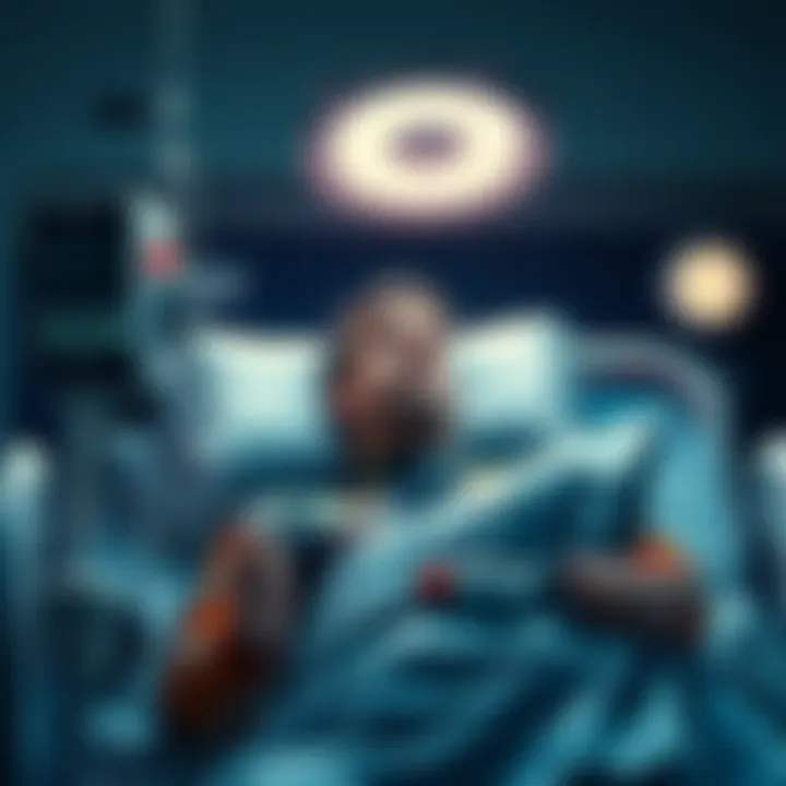 Kyle Busch resting in a hospital bed with medical equipment around him, reflecting his sudden health crisis.