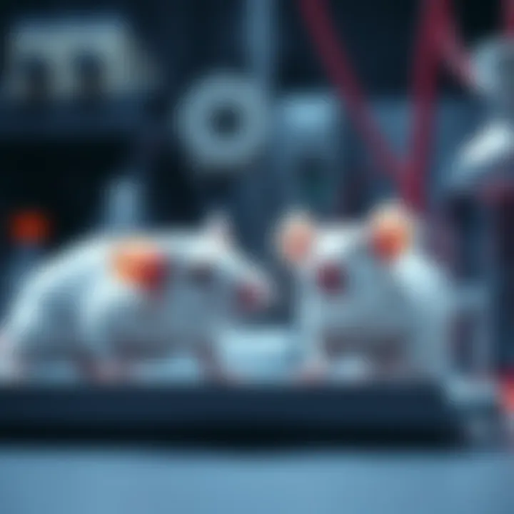 Two laboratory rats being observed during an experiment on consciousness and microtubules.