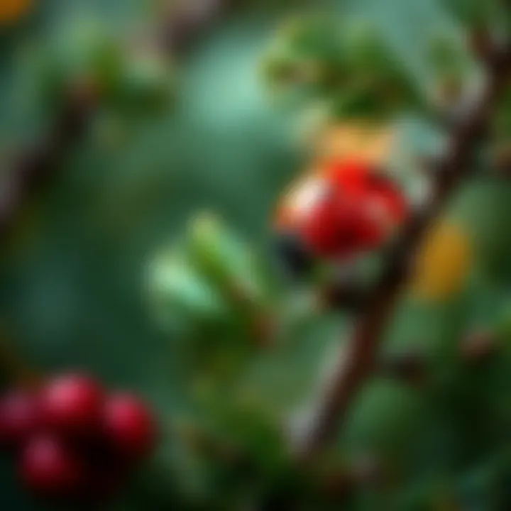 A ladybug resting on a Christmas tree branch, symbolizing a connection to lost loved ones