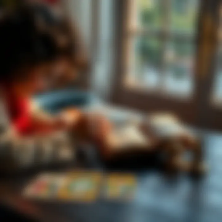 A person studying German with books and tarot cards on a table, reflecting on their language choices.