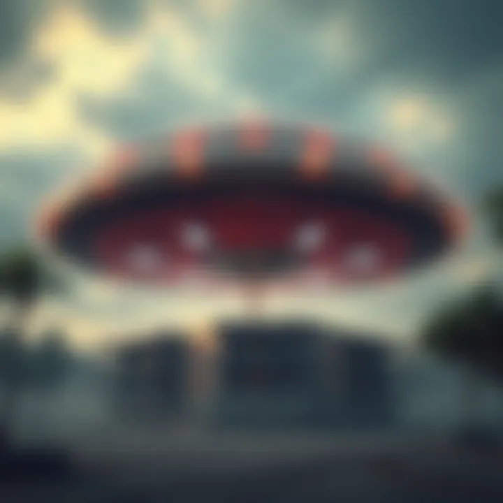 A gigantic UFO with a newly constructed building around it, highlighting the scale and unusual nature of the situation.