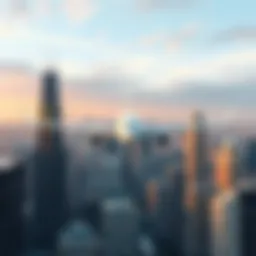 A massive, unmarked all-white plane soaring through the sky over Chicago, stirring curiosity among locals.