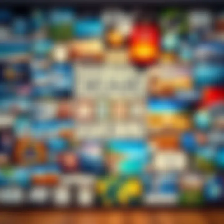 A massive vision board filled with images and words symbolizing aspirations and dreams, showcasing various goals like travel, health, and career success.