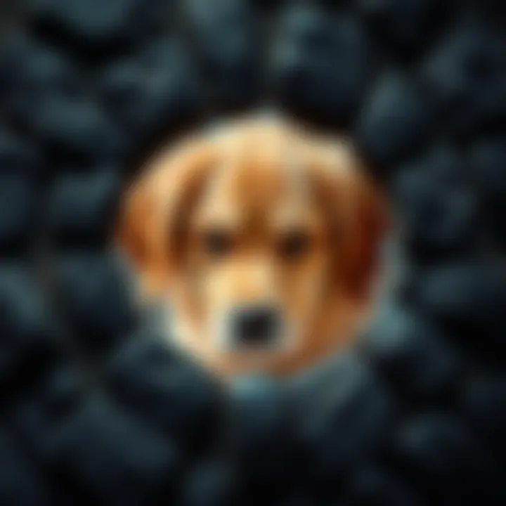 A golden retriever, Lassie, peering into a well, symbolizing the famous myth of Timmy falling in