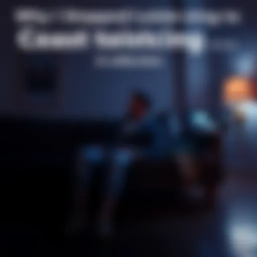 A person sitting on a couch, looking contemplative with a dimly lit room and a radio nearby, symbolizing a transition from listening to creating.