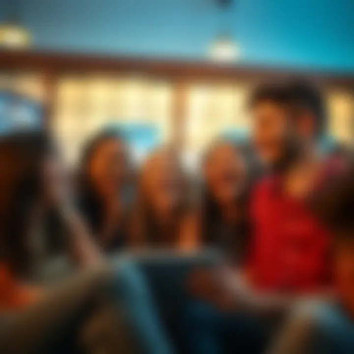 A group of friends laughing together while sharing funny stories about misunderstandings