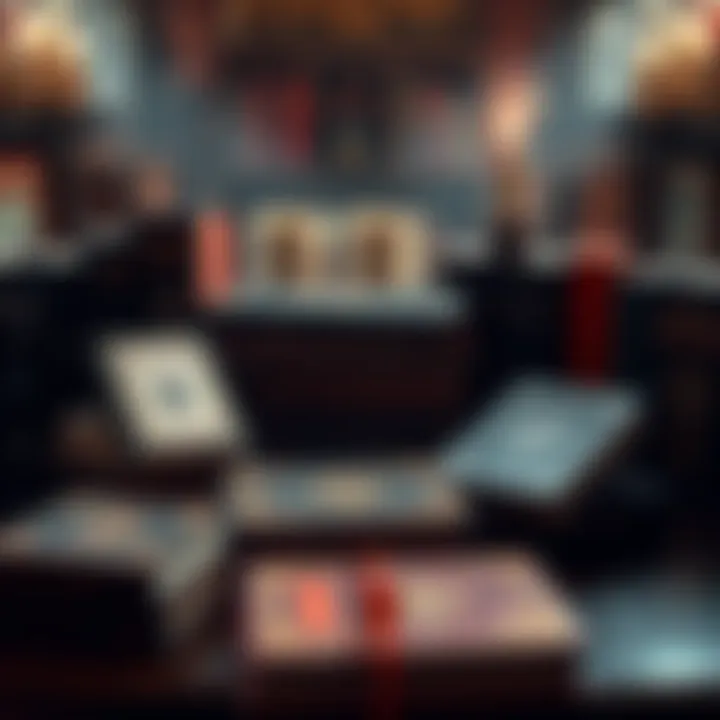 A collection of LaVeyan Satanism books on a table, showcasing various authors and philosophies in modern literature.
