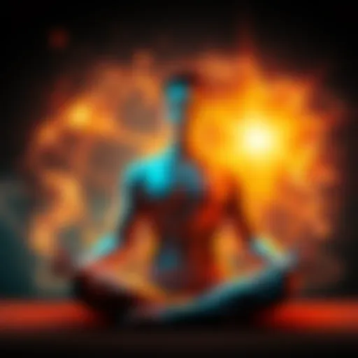 A person meditating with positive energy represented by light around them, symbolizing the Law of Attraction.