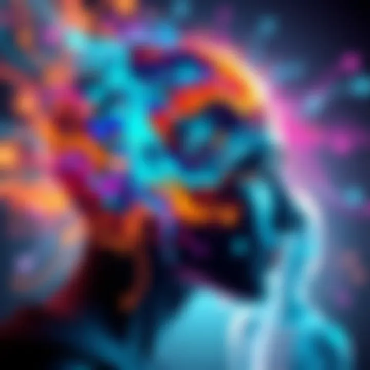 An abstract representation of layers of consciousness with vibrant colors and shapes, illustrating awareness and self-identity.