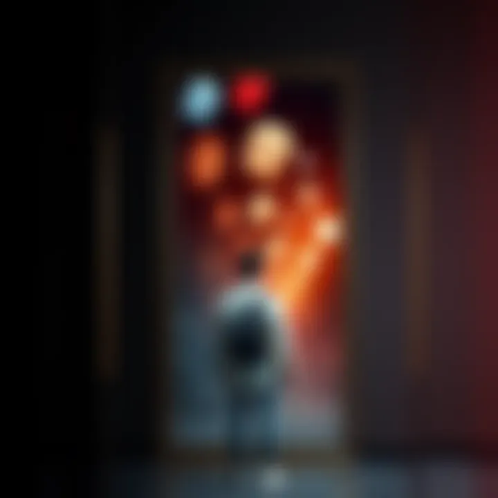 A person standing in front of a mirror, reflecting different images that represent various perceptions of reality.