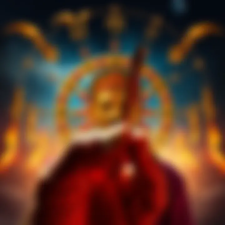 A person holding a lead nail with astrological symbols in the background, representing the influence of Rahu and Mars.