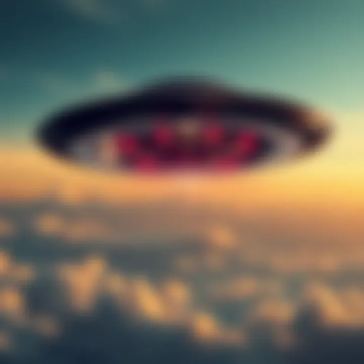 A still from the new video showing a clear image of a UFO in the sky with a background of clouds.