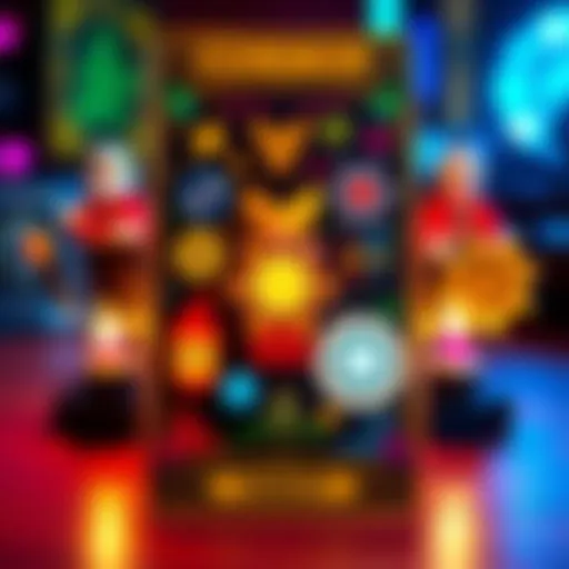 A colorful LEGO Tarot card featuring various symbols and designs, inviting community input for the next card choice.
