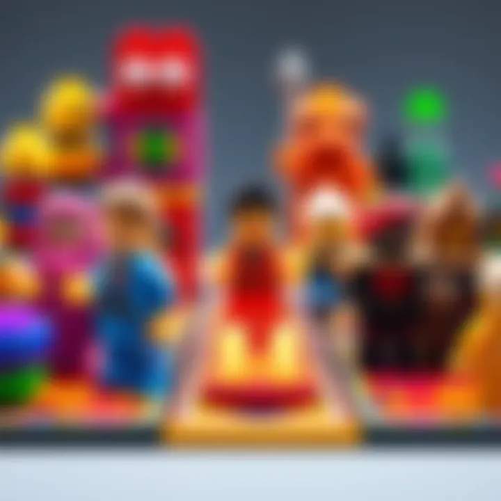 A colorful LEGO representation of Tarot suits and characters, depicting a journey between different suits with vibrant bricks and symbols.