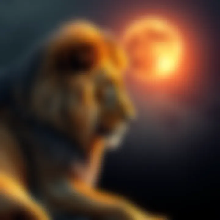 A lion quietly observing its surroundings, symbolizing restraint and reflection, instead of engaging in conflict.