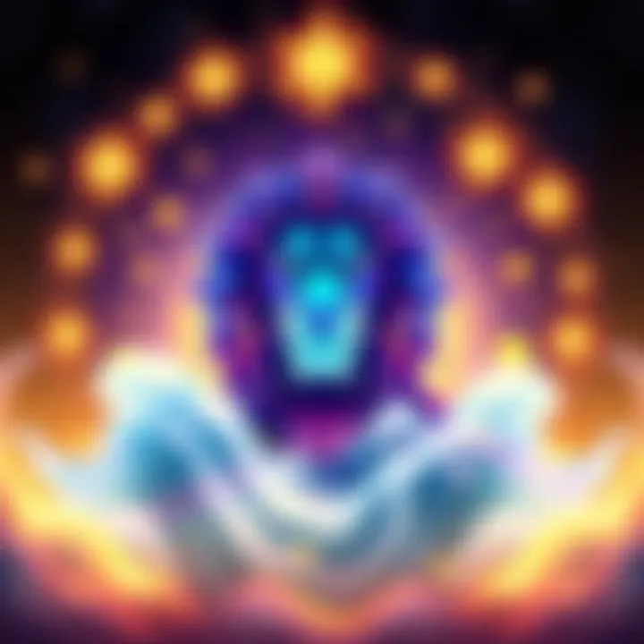 Leo Vibes Illustration A glowing lion symbol surrounded by vibrant stars and energetic waves, representing Leo vibes in 2025.