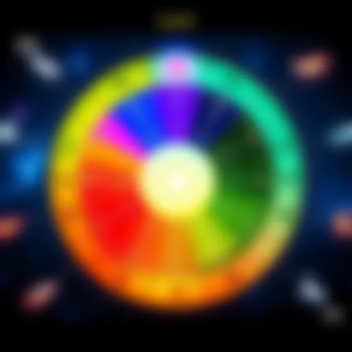 A colorful chart displaying Leo's compatibility with different zodiac signs, symbolizing astrological insights and relationship dynamics.