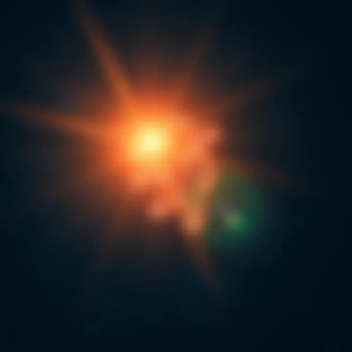 A bright representation of the Leo constellation in a night sky, surrounded by warm sun rays symbolizing kindness and warmth.