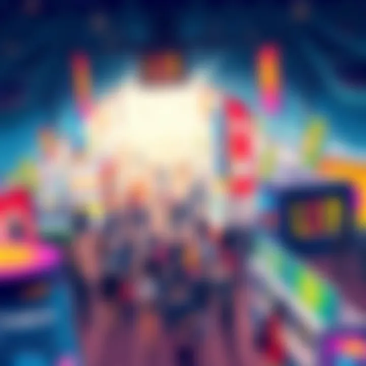 A vibrant illustration showcasing a bustling Leo convention filled with fans and interactive booths, highlighting the excitement and community spirit.