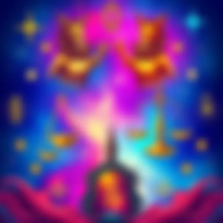 A colorful illustration showing the symbols of Leo and Libra, highlighting their unique astrological traits with vibrant colors and design.