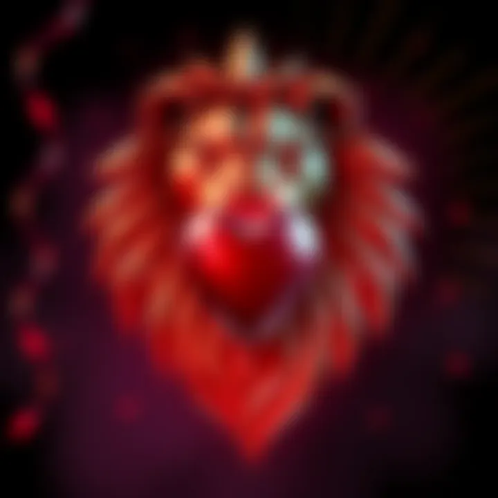 A lion symbol with a heart, representing love and vulnerability in relationships.