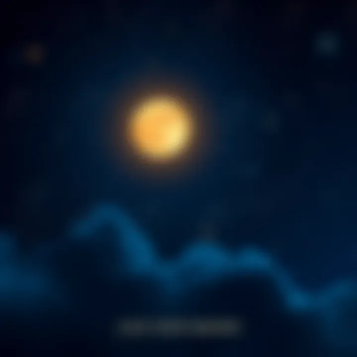 A vibrant night sky with a glowing new moon in Leo, surrounded by twinkling stars, symbolizing introspection and community connections.