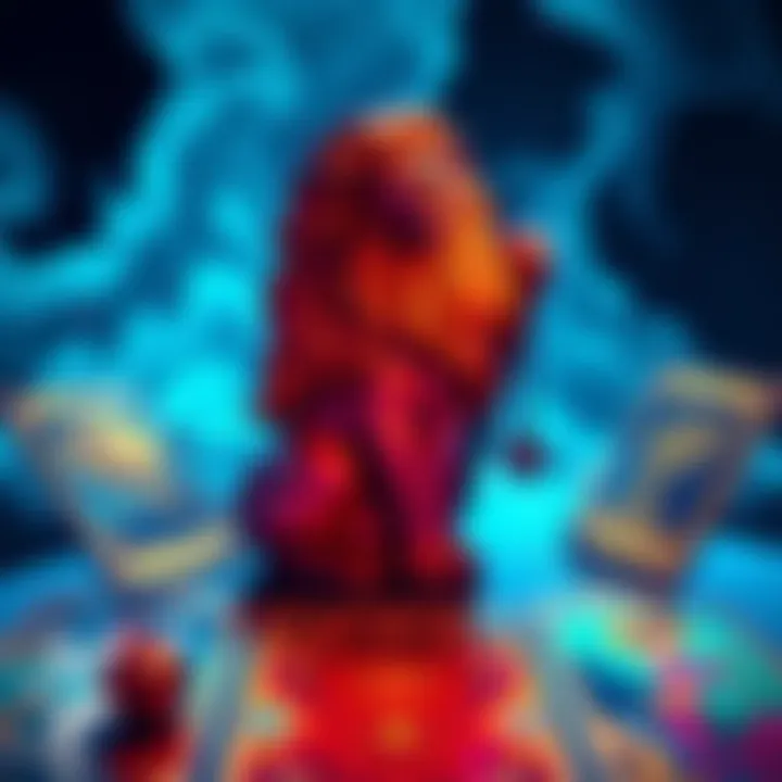 A tarot card reading spread for Leo featuring vibrant cards with symbols for guidance and insight