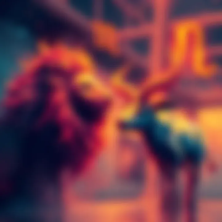 An artistic depiction of the Leo and Taurus zodiac symbols with vibrant colors, representing their connection and traits.