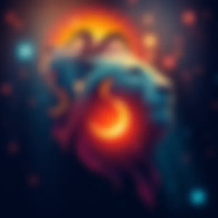 Astrology Symbols for Leo and Virgo Illustration showing the zodiac symbols for Leo and Virgo with a starry background, representing astrological influences.