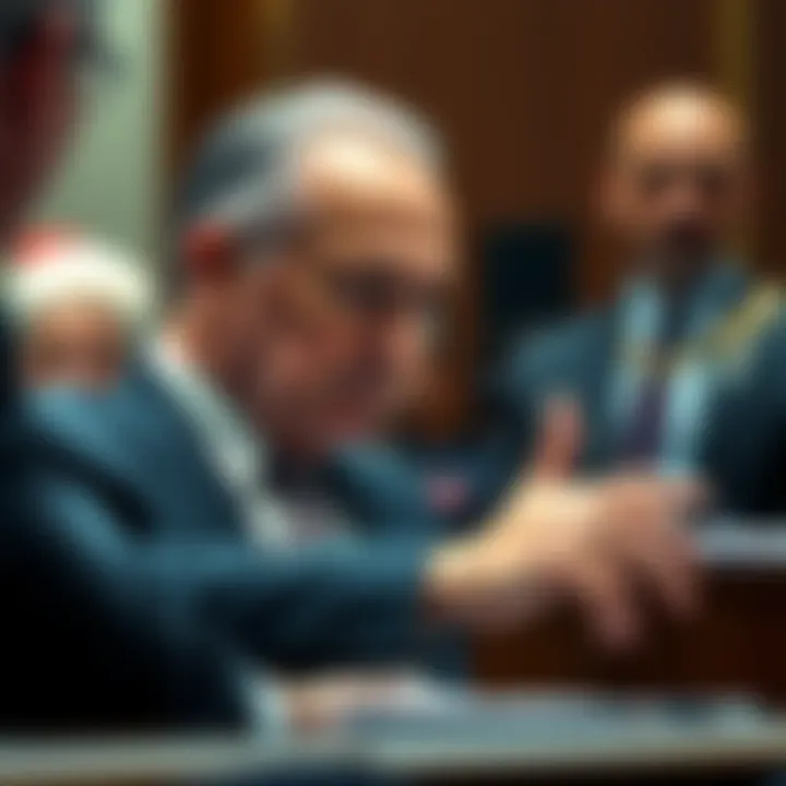 Les Wexner speaks with his attorney at a congressional hearing, showcasing a mix of tension and humor.